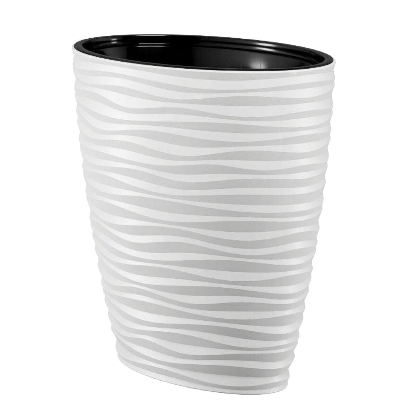 B2C Large Tall Plant Pot Oval Ellipse Dunes Flower Indoor Garden Patio Planter (60cm (Plastic), White)