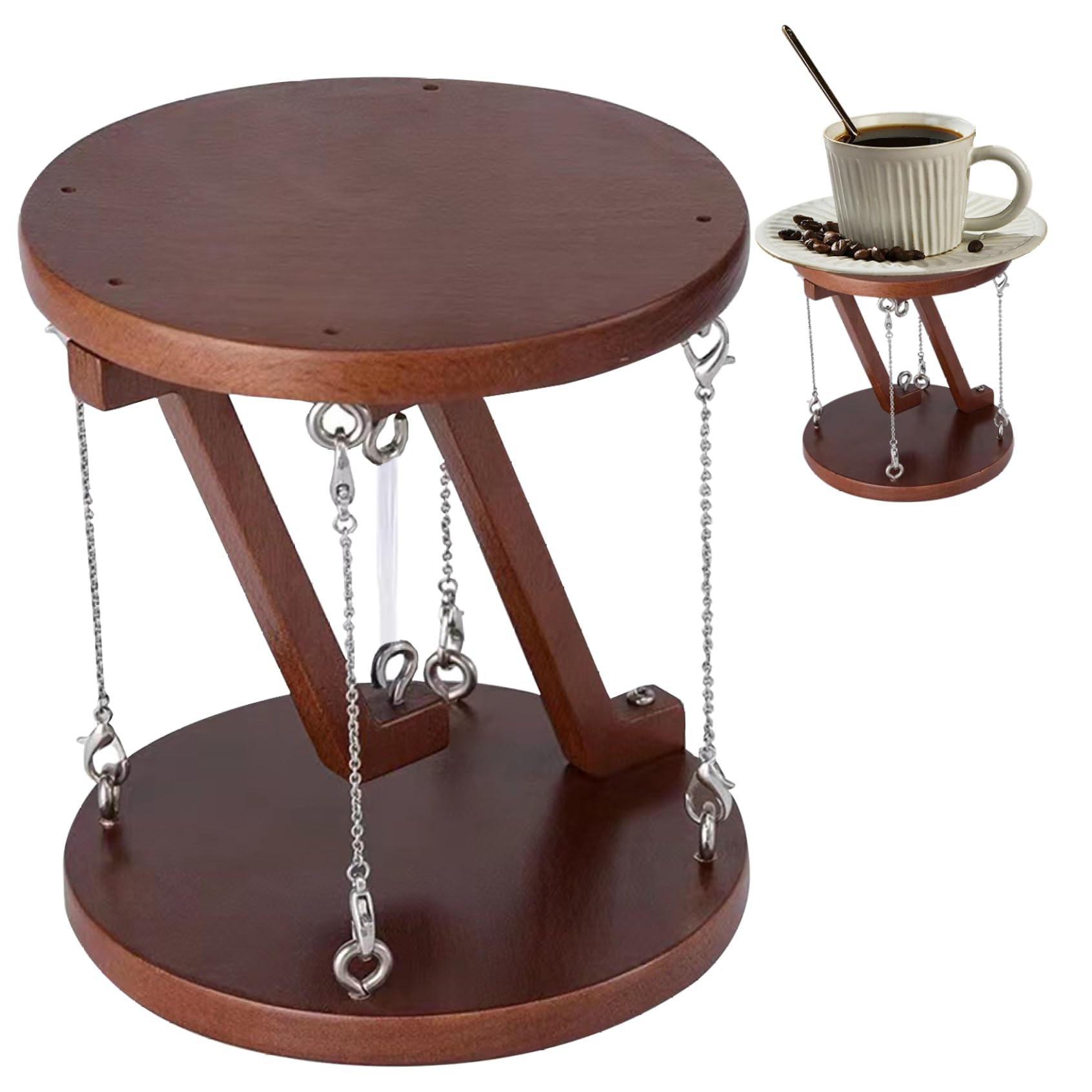 Perodlly Tensegrity Sculpture Wooden Novel Tensegrity Table 4.7x5.1in Structure Decorative Model for Home, Nut-brown.