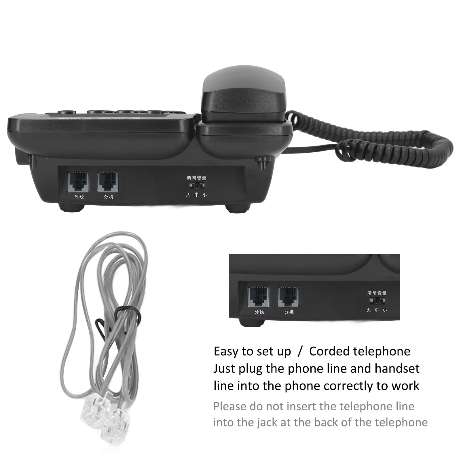 Telefono con Filo, Telefono di Casa con Schermo LED, Servizio di Identificazione Chiamante e Vivavoce con Voce Chiara, Funzione Muto, Telefono Fisso per Ufficio, Reception, Hotel