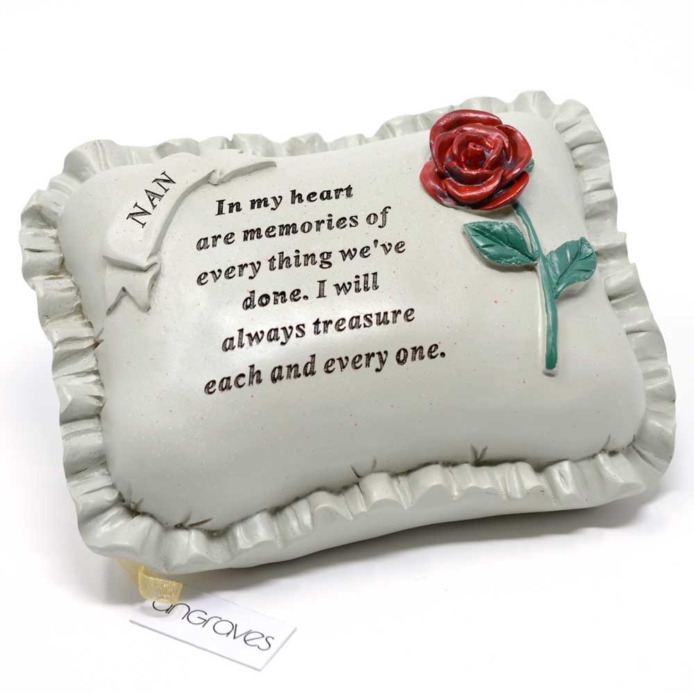 Angraves Special Nan With Rose Pillow Graveside Ornament Memorial Plaque