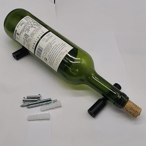Miniatura 7 de Estante de vino montado en la pared 5 botellas de metal negro mate vino Pins sistema de clavijas de una sola pantalla para botellas de vino