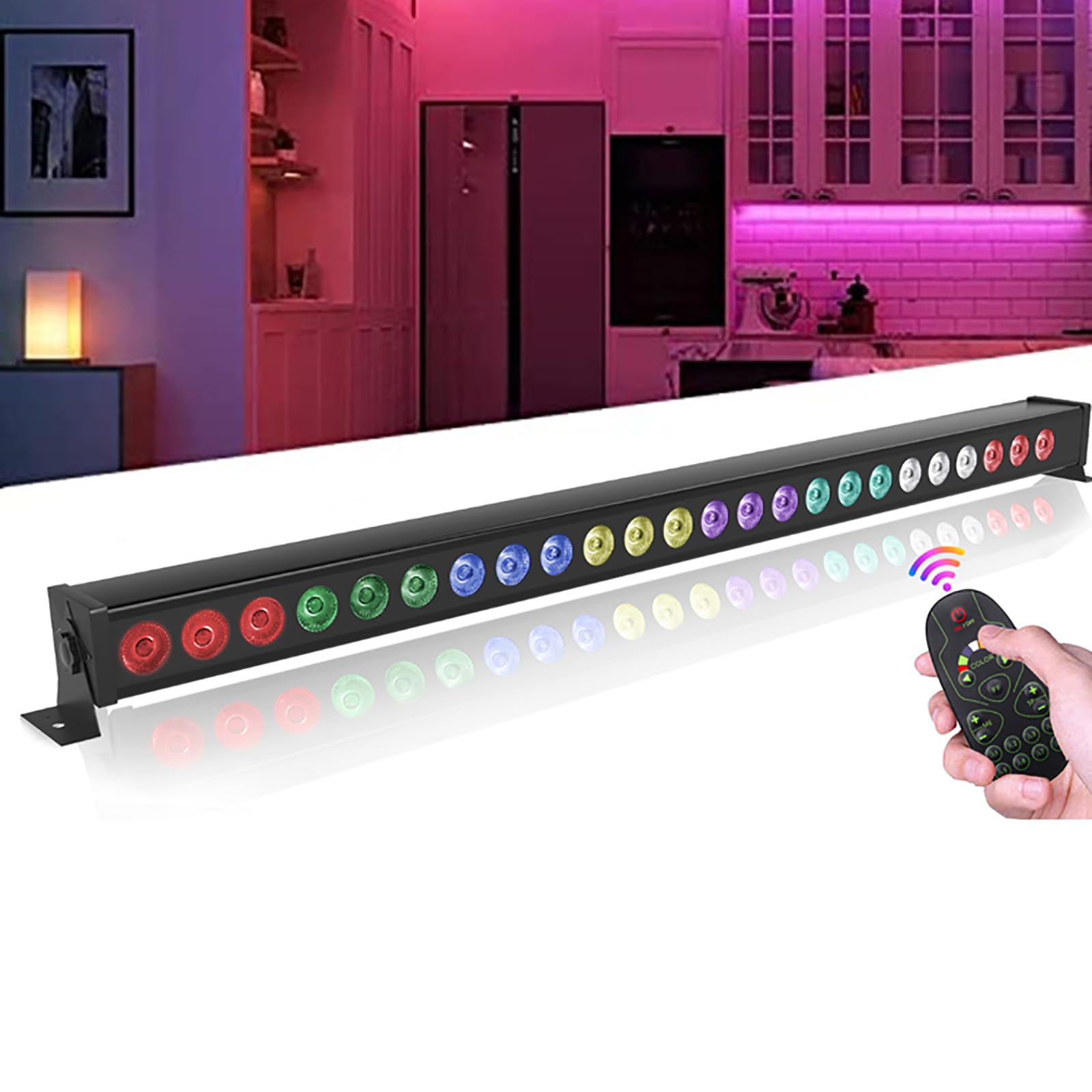 Bañador De Pared LED RGB, Barra De Luces De Discoteca, Luces De Escenario Que Cambian De Color Con 3 Bancos De LED Independientes, Colores Y Ángulo De Iluminación Ajustables, Colores Intensos