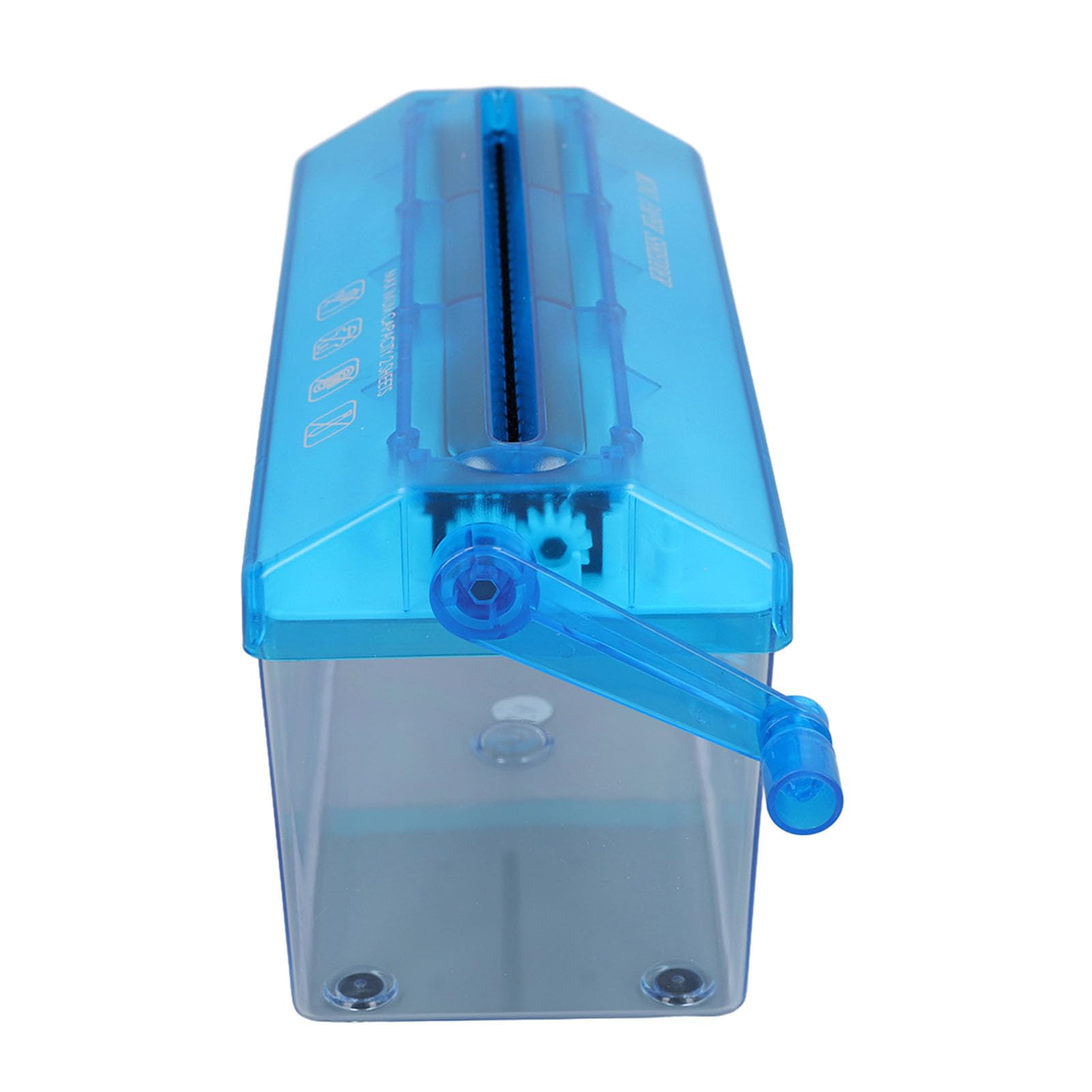 Portable Manual Shredder A6 Paper StripCut Machine with Handle, Secure Document Disposal for Office, School and Home, Blue