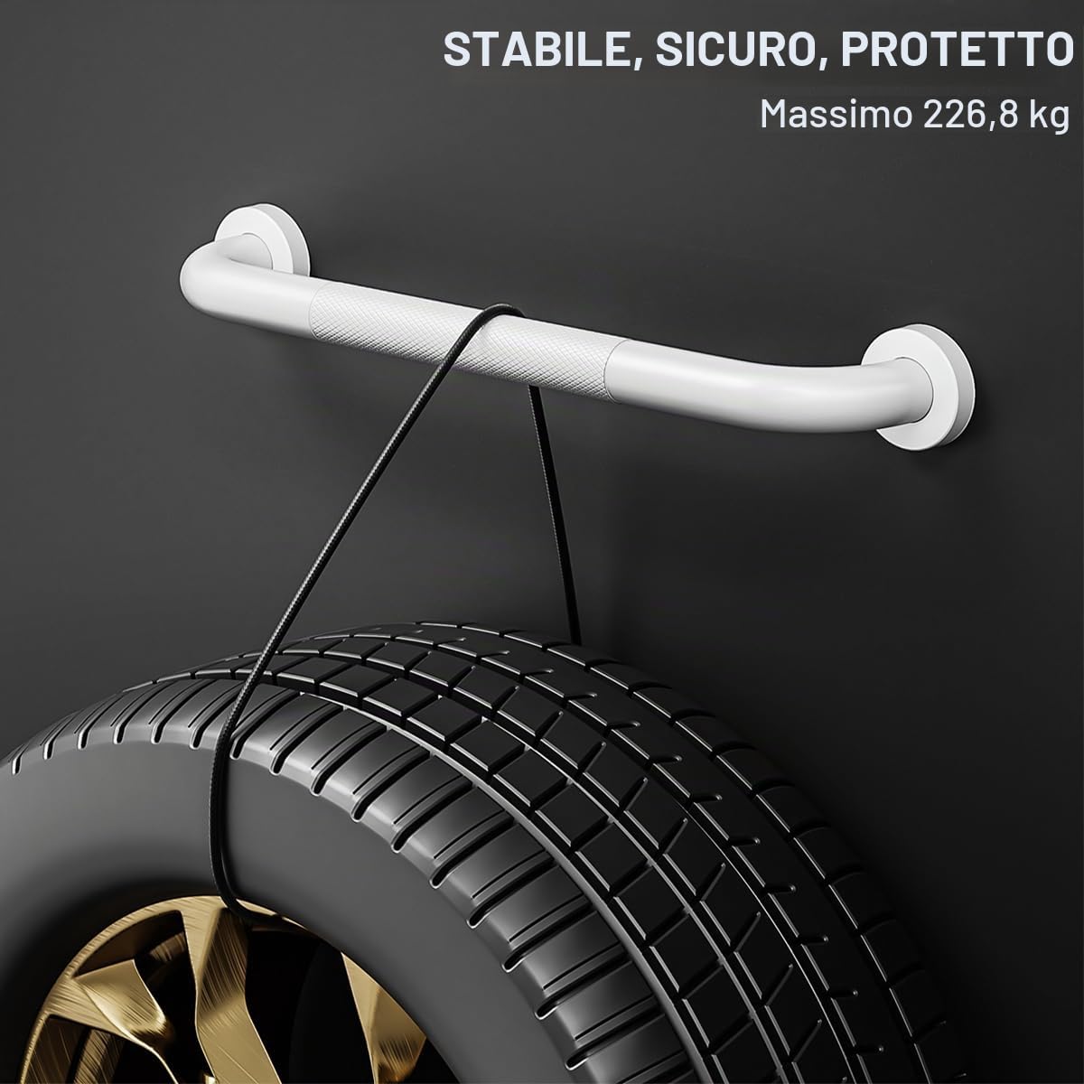 FANHAO 2 Pezzi Maniglione Bagno, 41 cm Maniglione Doccia SUS304 Acciaio Inossidabile, Antiscivolo, barra di sostegno per parete della vasca per Disabili Anziani Gravida Bambini