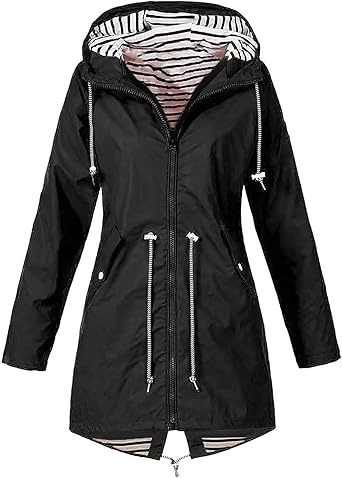 OIOLOYJM Yellow Rain Jacket Womens Waterproof with Hood Light Weight Jackets for Women Casual Fall Winter Plus Size Raincoat