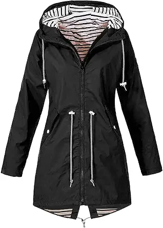 OIOLOYJM Yellow Rain Jacket Womens Waterproof with Hood Light Weight Jackets for Women Casual Fall Winter Plus Size Raincoat