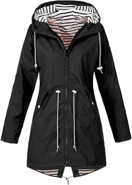 OIOLOYJM Yellow Rain Jacket Womens Waterproof with Hood Light Weight Jackets for Women Casual Fall Winter Plus Size Raincoat