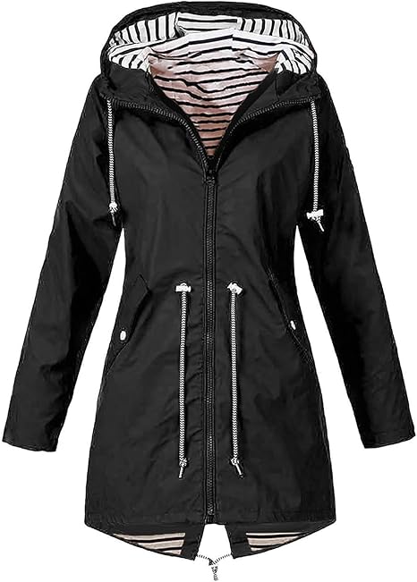 OIOLOYJM Yellow Rain Jacket Womens Waterproof with Hood Light Weight Jackets for Women Casual Fall Winter Plus Size Raincoat