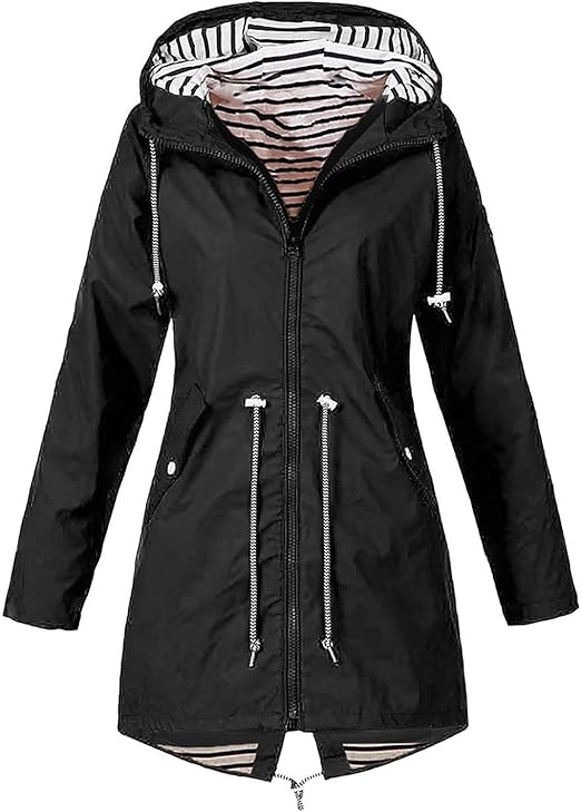 OIOLOYJM Yellow Rain Jacket Womens Waterproof with Hood Light Weight Jackets for Women Casual Fall Winter Plus Size Raincoat