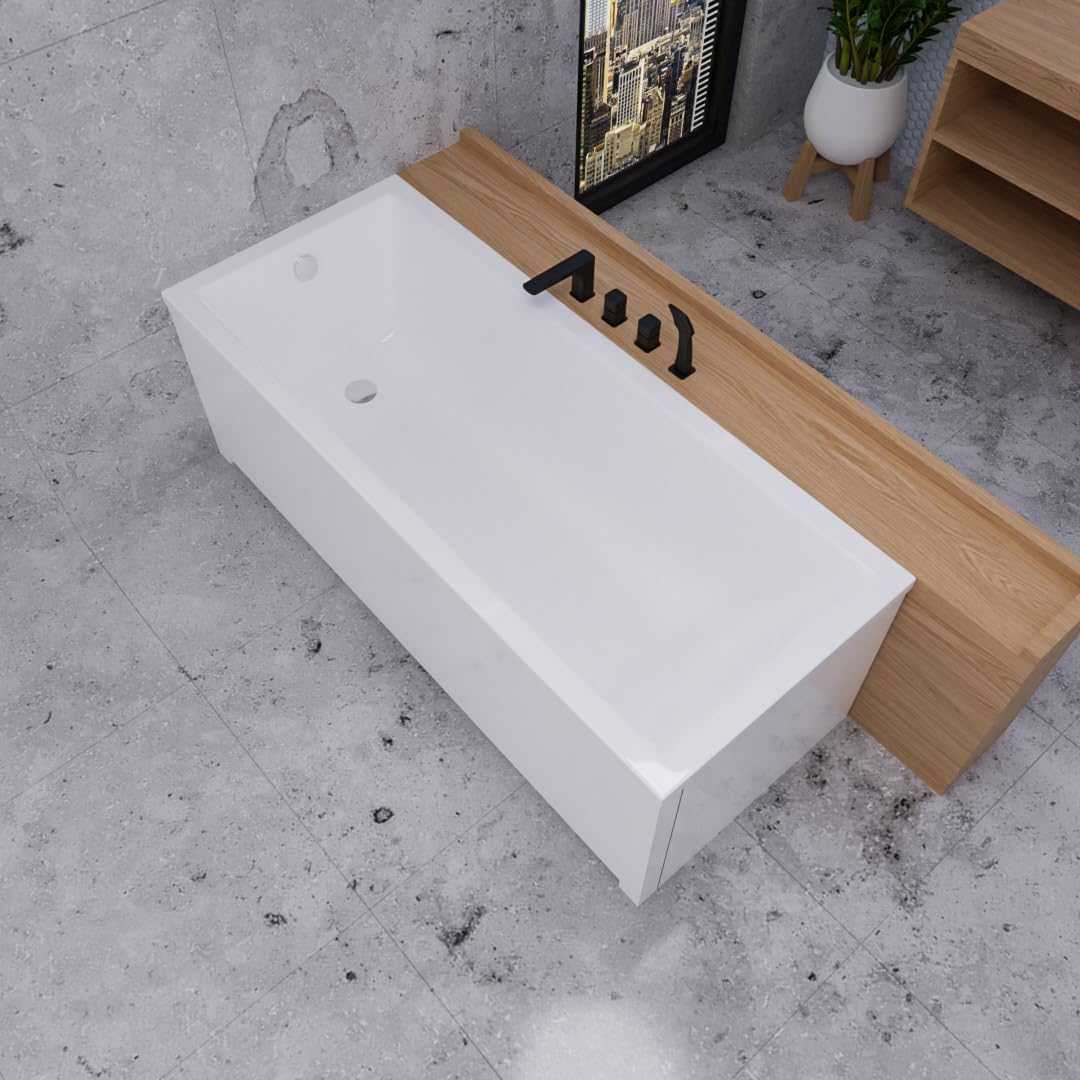Wanna ECOLAM Marella 160x70 cm + obudowa | Nowoczesna wanna prostokątna, najwyższej jakości wanna akrylowa | Kompletny zestaw z odpływem, nóżkami i silikonową obudową