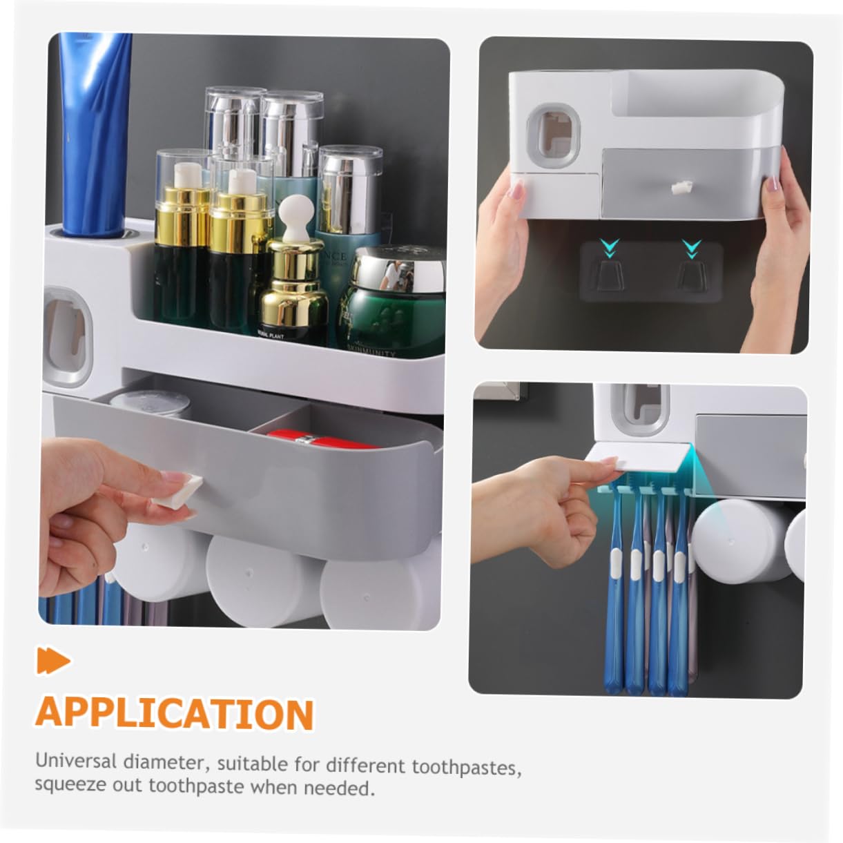 Porta Spazzolini Da Bagno Parete Con Bicchieri Organizzatore Senza Design Pratico e Resistente Spazio Di Archiviazione Ottimizzato Per Dentifricio e Spazzolini Facile Installazione