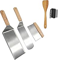 Commercial Griddle Tools Set – Stainless Steel Grill Spatula, Scraper & Dough Cutter for Flat Top Grill, Outdoor BBQ & Kitchen Griddle