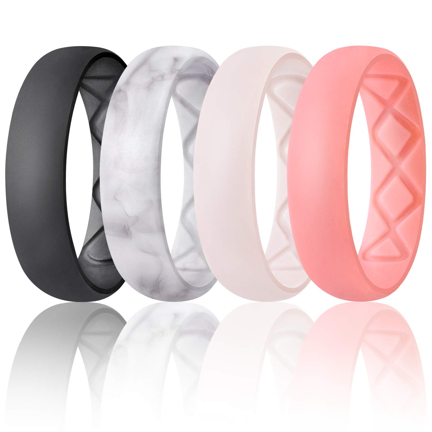 Egnaro Women's Rings Enhancers, 6mm Wide, 2mm Thick, Silicone Wedding Rubber Band with Half Size, Inner Arc Ergonomic Breathable Design