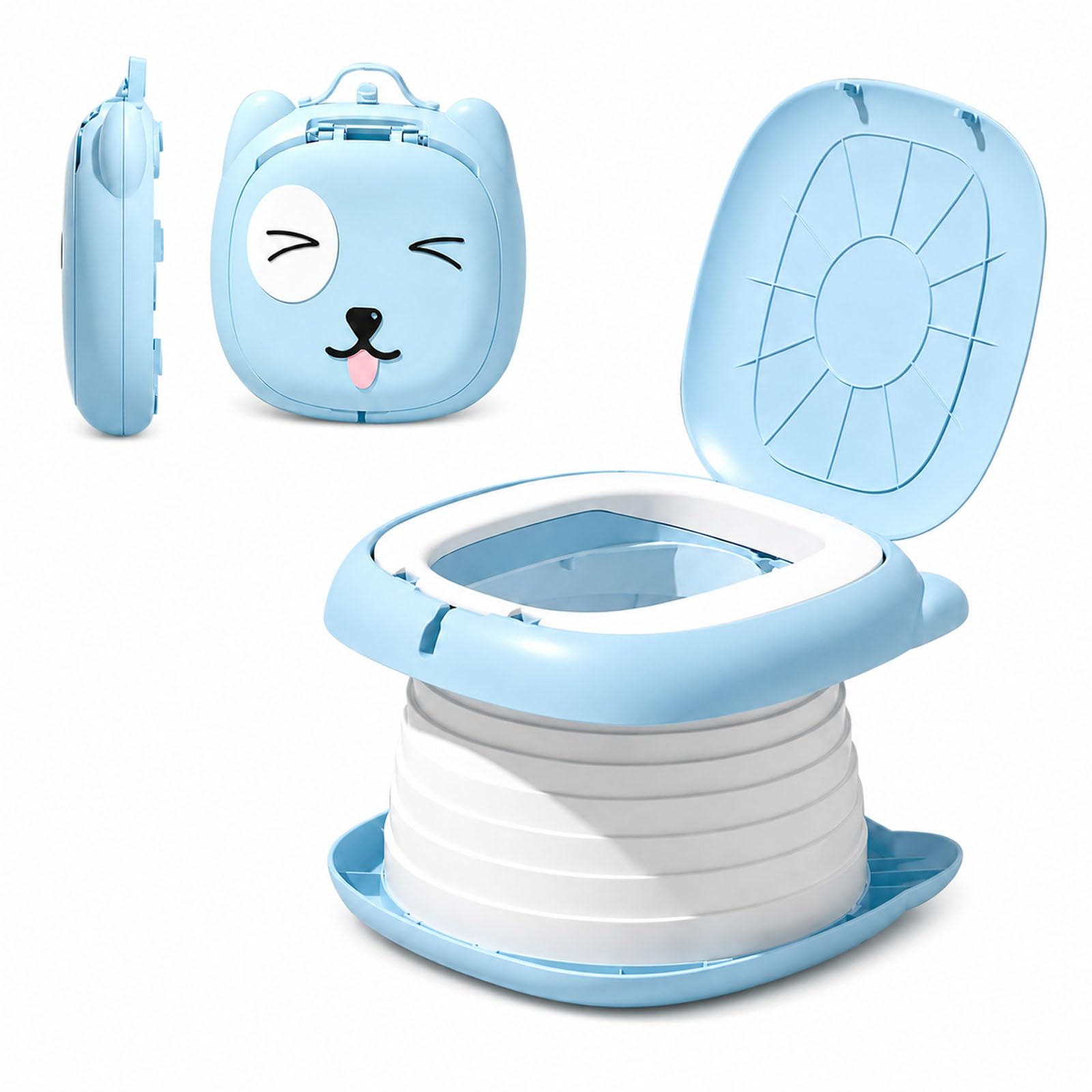 Travel Potty for Toddlers, Foldable Portable Potty for Toddlers: Training Toilet Seat with Disposable Emergency Bag, Lightweight Design for Car Camping, Indoor Outdoor Use by Boys Girls