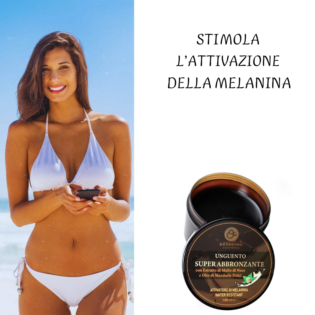 Unguento Super Abbronzante Attivatore Di Melanina indicato sia per il sole sia per le lampade Con Dischetto Salva Prodotto 150 ml