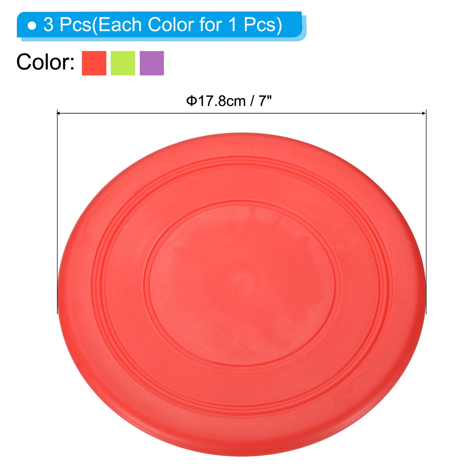 PATIKIL 7 Inch Flying Disc, 3Pcs TPR Flying Discs Soft Waterproof for Adults Dog Outdoor Playing Sport Game 3 Color - Image 2