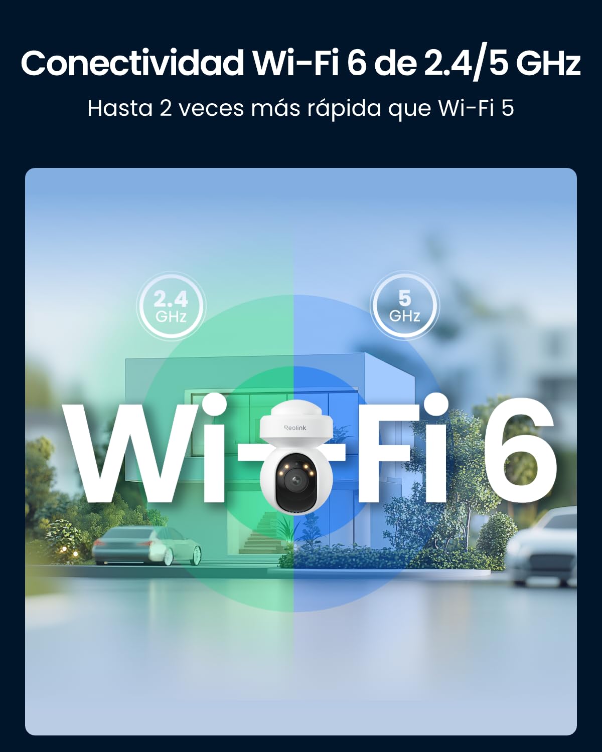 Reolink 4K Camara Vigilancia WiFi Exterior con Pan&Tilt, Seguimiento automático, Wi-Fi 6, Camara Vigilancia Domicilio WiFi con detección Inteligente, focos, Audio bidireccional, E1 Outdoor S