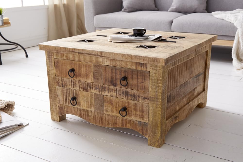 Couchtisch IRON CRAFT 70cm - natur - Holz - handgefertigt robust