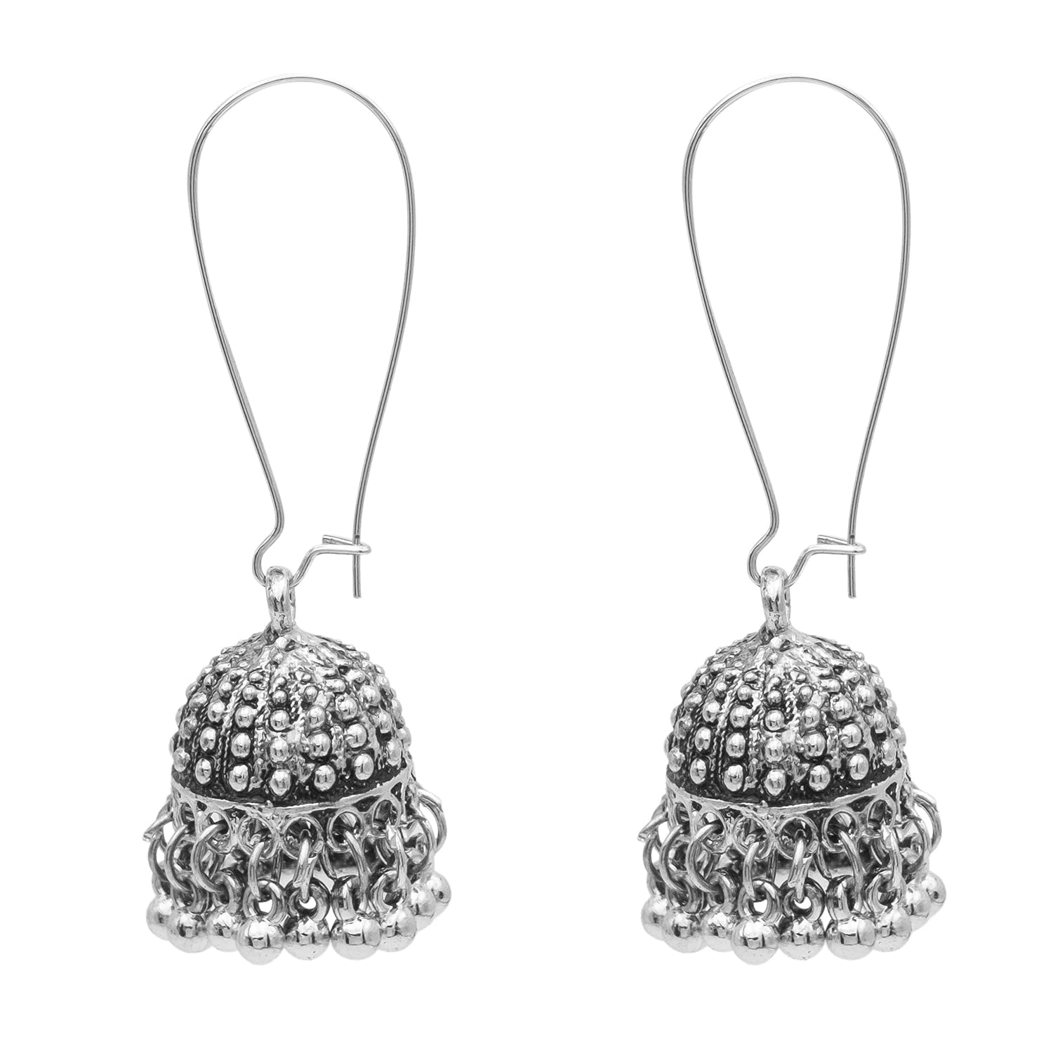 Shining Jewel - By Shivansh Antique Silver Plated Oxidised Traditional Fish Hook Design Small Sized Jhumka Jhumki With Pearls Earrings For Women (B0CLMBX5V2) Amazon Price History, Amazon Price Tracker