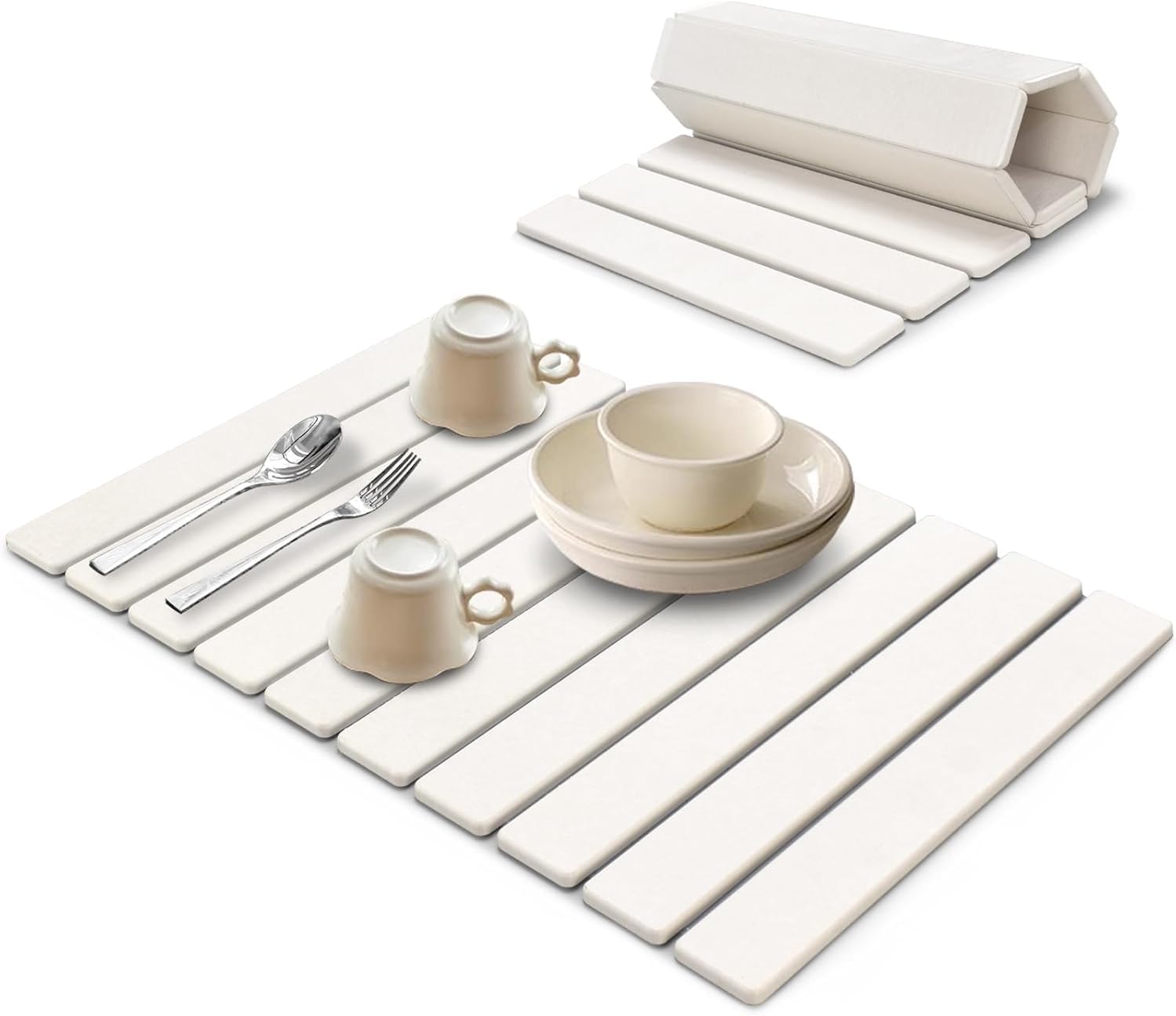 Large Stone Dish Drying Mats for Kitchen Counter, Eco - Friendly Diatomaceous Stone Mats, Non - Slip Collapsible Absorbable Stone Dish Drying Mat for Multi - Purpose, Match Any Countertop, 24"×16" Modern 24" x 16"