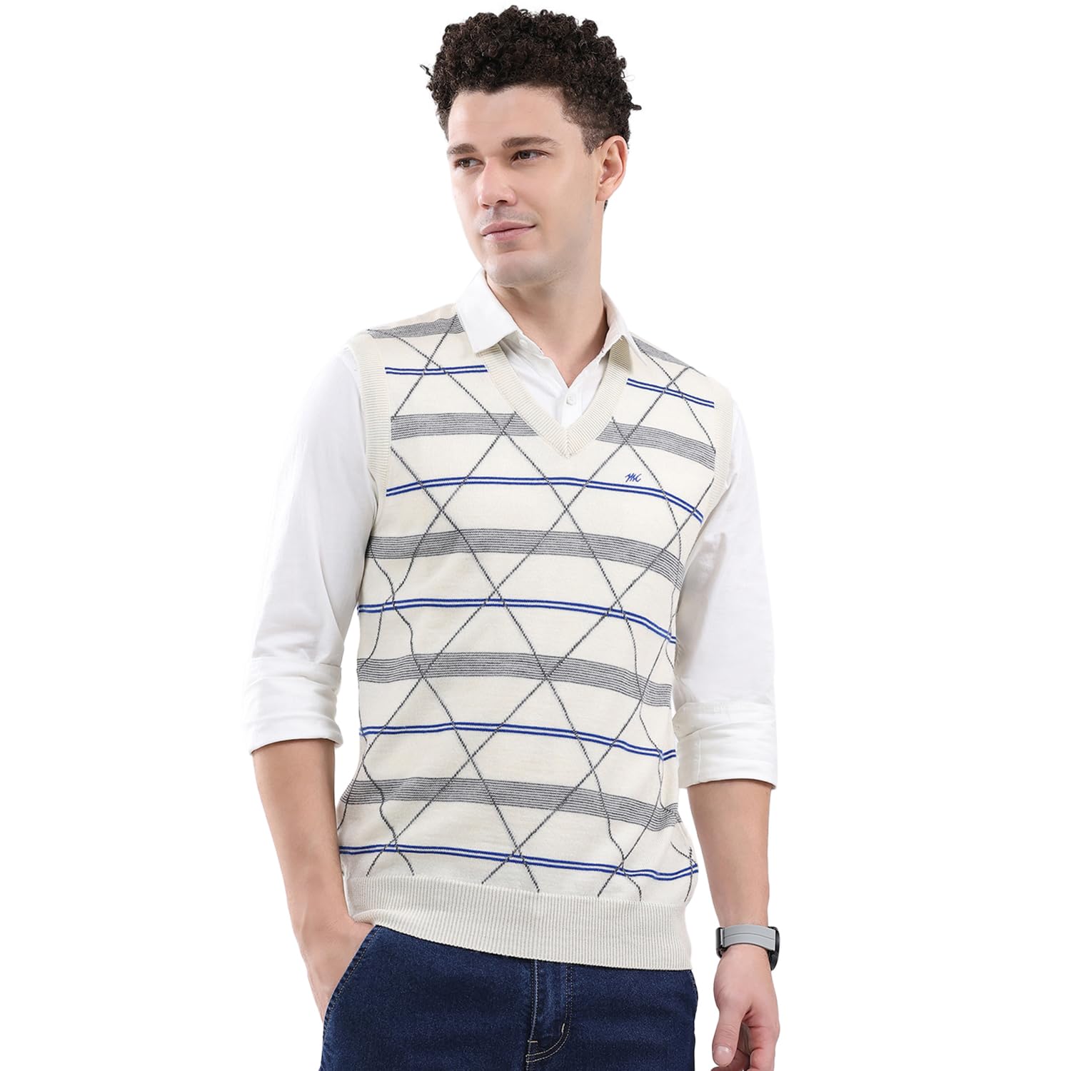 monte carlo Men's Regular Fit Pullover | Abstract Pattern | Pull On Closure with Sleeveless V Neck Winter Pullover for Men's-picture-50
