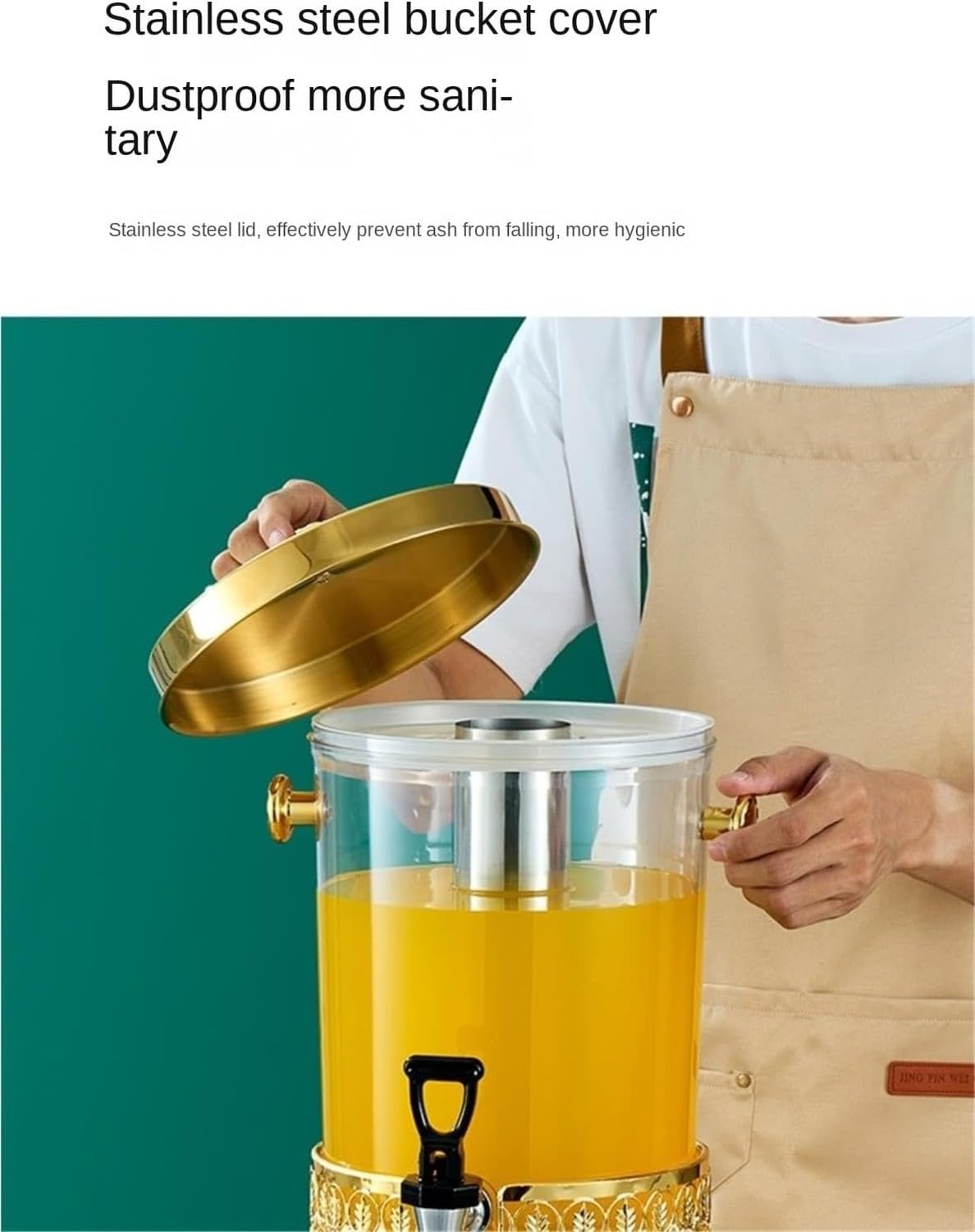 Dzbank do soku na przyjęcia, pojemnik na napoje ze stali nierdzewnej z kranikiem 3L, Złoto, 8L