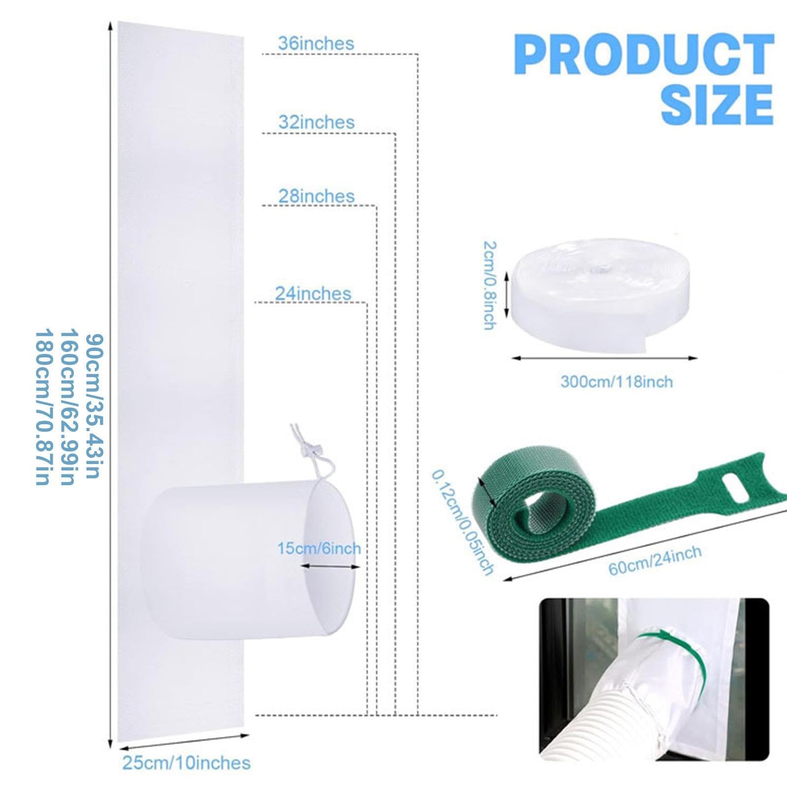 Kit Di Tenuta Per Finestra Per Condizionatore Portatile | Set in Tessuto per Sigillatura Ventilazione - Accessorio Portatile Flessibile Per Risparmio Energetico Per Soggiorno Casa