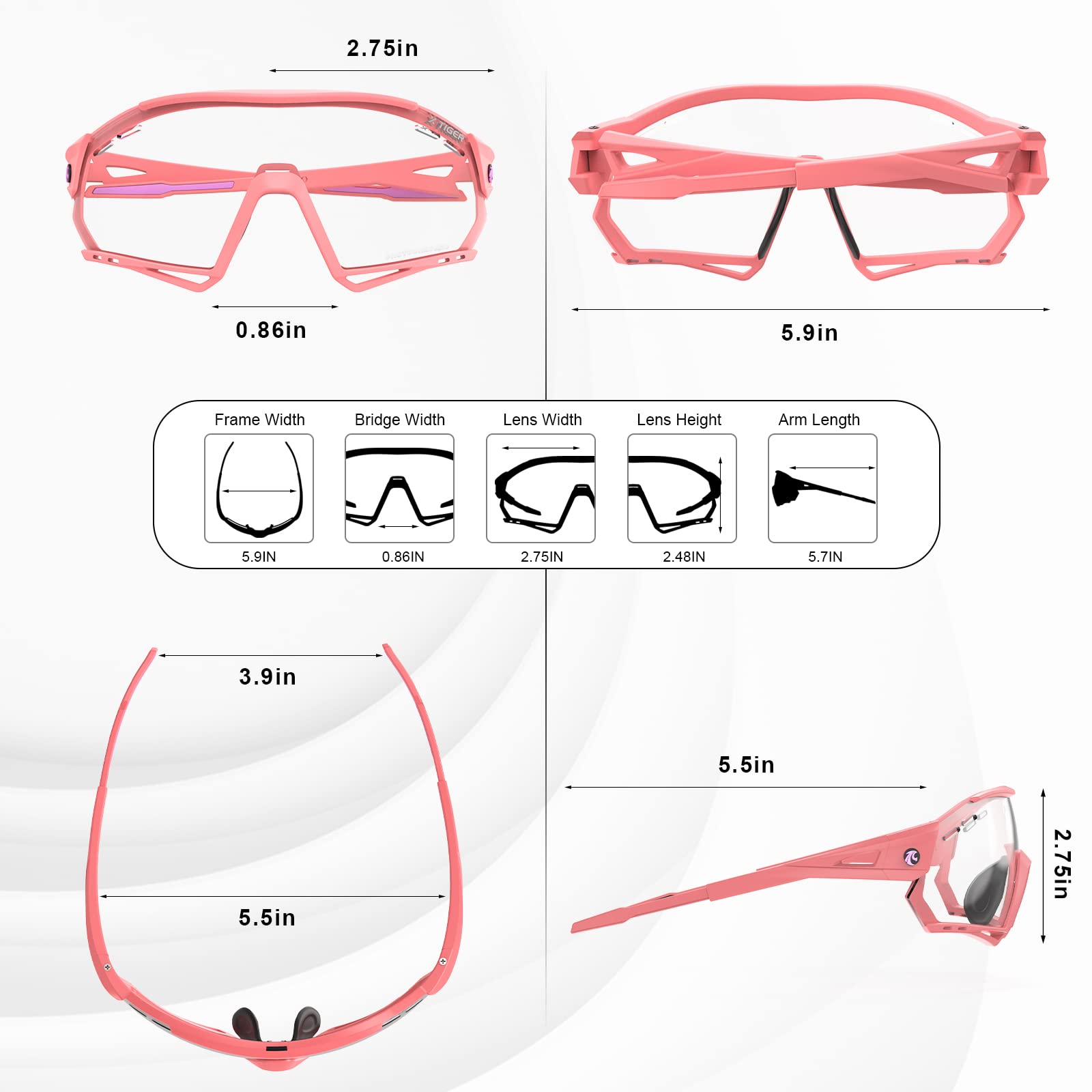 X-TIGER Occhiali Ciclismo Fotocromatici TR90 Occhiali Da Sole Sportivi UV400 PC Lenti Trasparenti Uomo Donna Bici MTB…