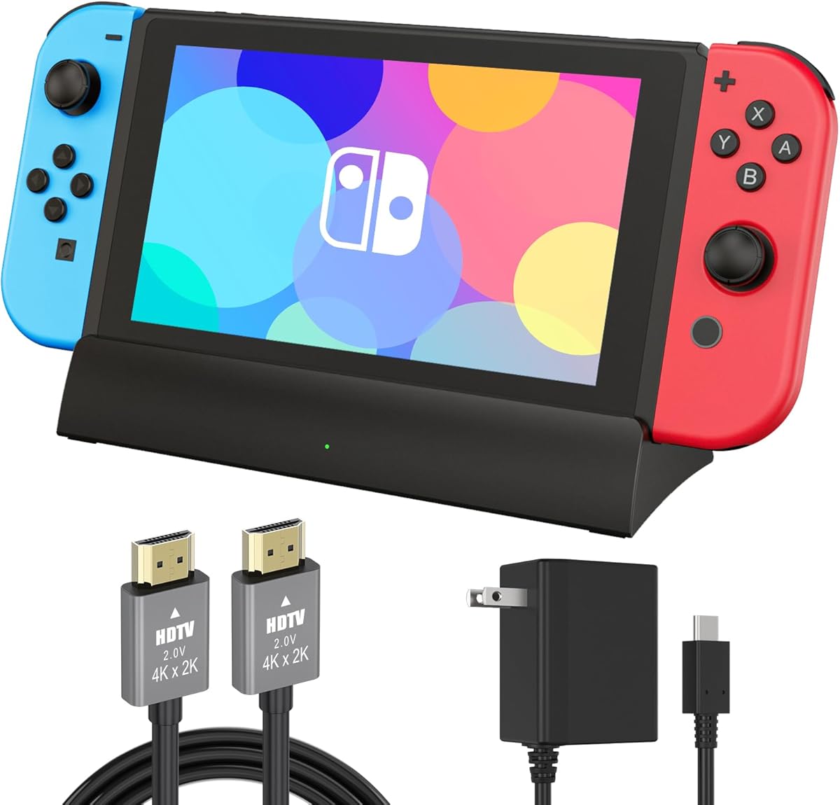 TV Docking Station for Switch,Replacement for Official Switch Dock,Docking Station Support 4K HDMI Adapter Output with HDMI Cable and 15V/2.6A USB-C Charger