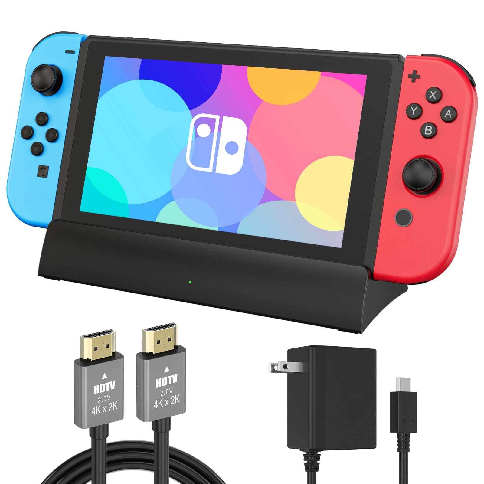 Docking station TV per interruttore, ricambio per dock ufficiale, supporta uscita HDMI 4K con cavo HDMI e caricabatterie USB-C 15V/2.6A