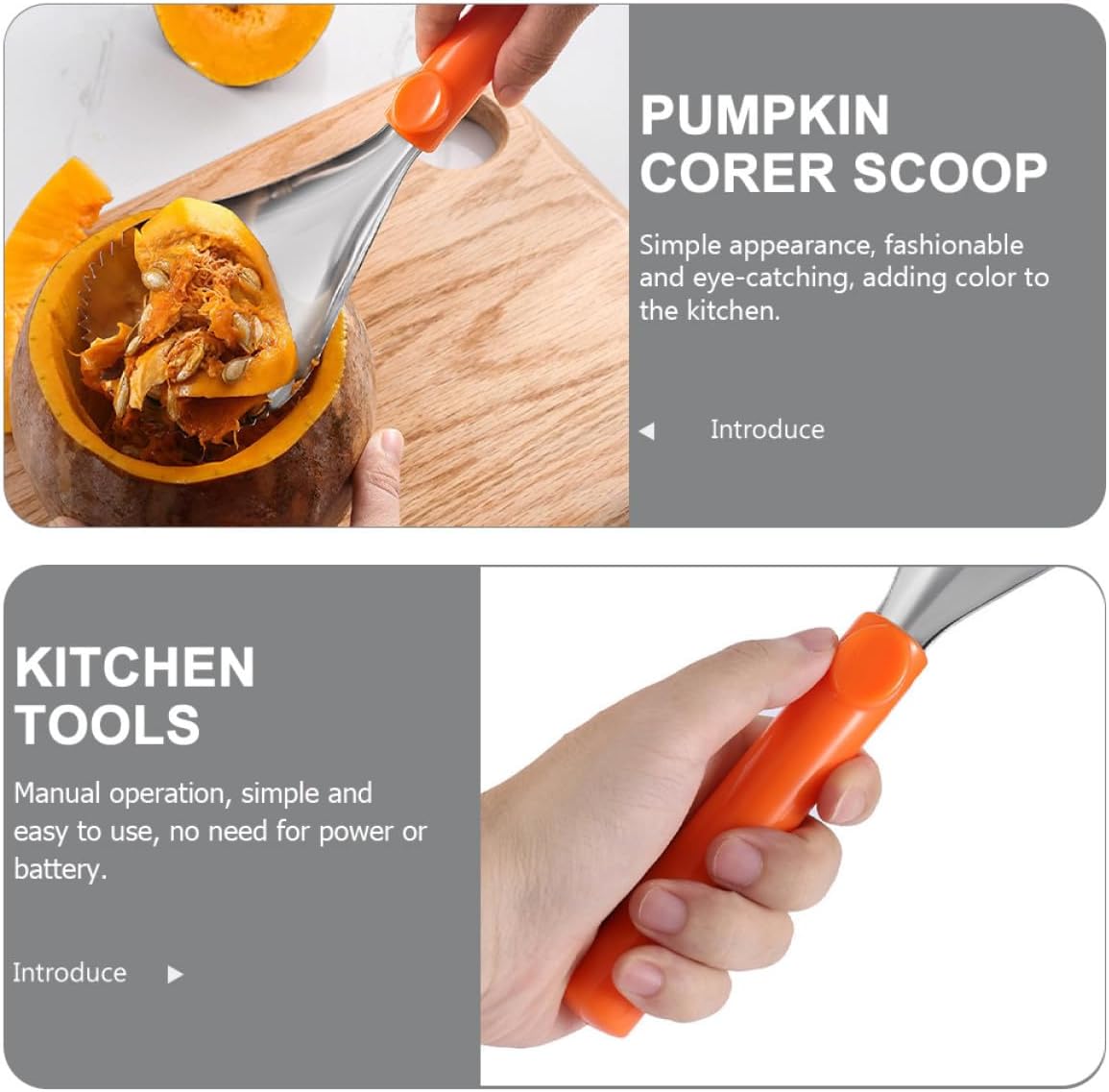 Pumpkin Core Remover Tool Corer Scoop for Squash Stainless Steel Fruit Corer Easy Scraping Spoon for Kitchen