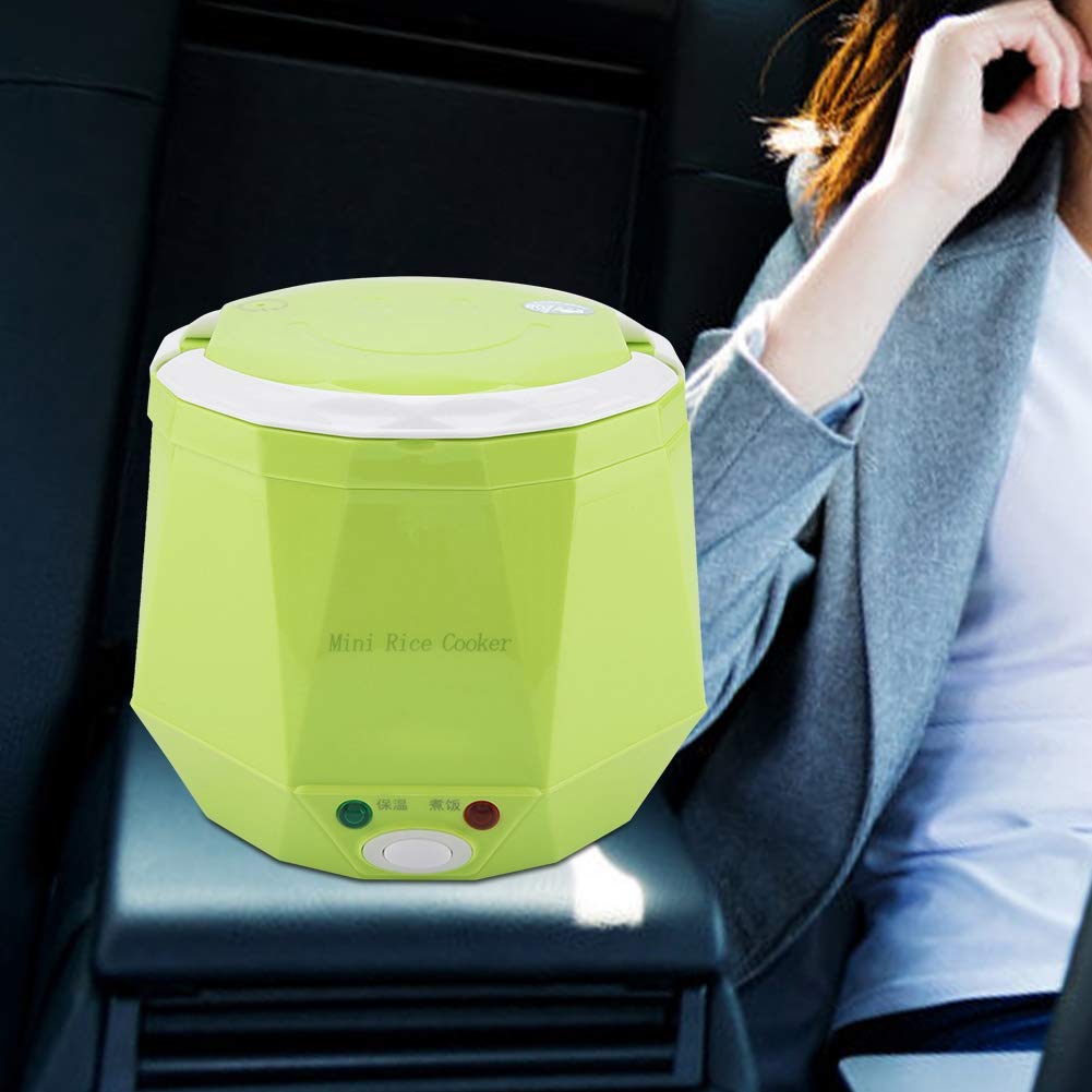 Olla arrocera portátil, mini arrocera, olla eléctrica multifuncional portátil para cocinar al vapor, ideal para viajes, camping, sopas, cereales, avena y guisos de verduras. (Green)