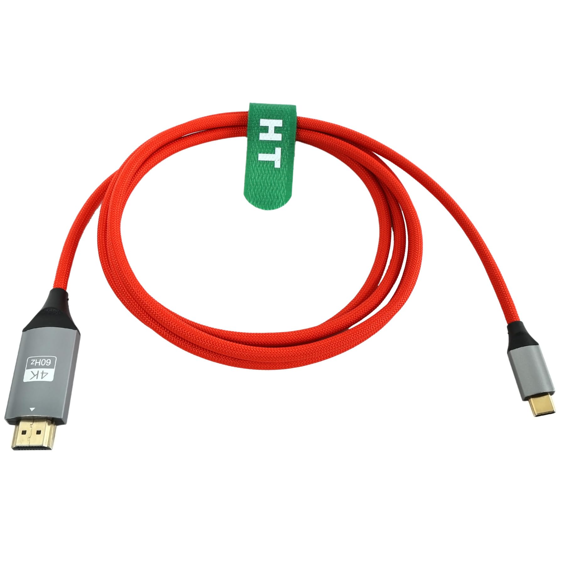 HangTon Cavo da USB-C a HDMI 4K 60p per computer portatile, telefono, tablet a monitor TV HD, proiettore, per iPhone 15/16, MacBook Pro/Air, Galaxy S24, Dell, rosso intrecciato, 3 m