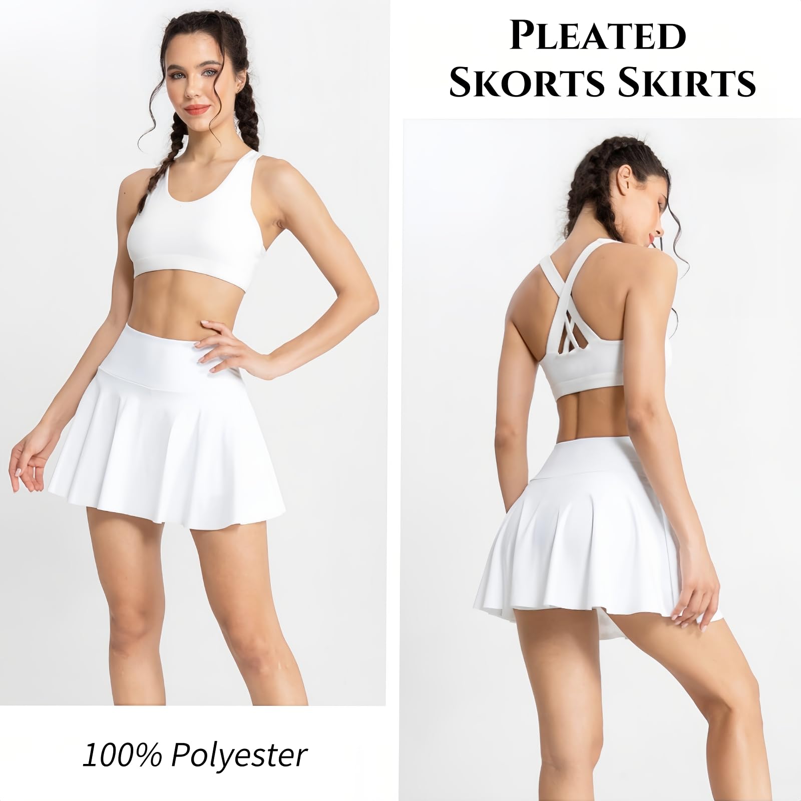 SamHeng Falda de Tenis para Mujer Faldas atléticas con Shorts Falda Plisada con Bolsillos Falda Alta Skort Entrenamiento Golf Skorts Correr Fitness Deportes Básicos Mini Falda