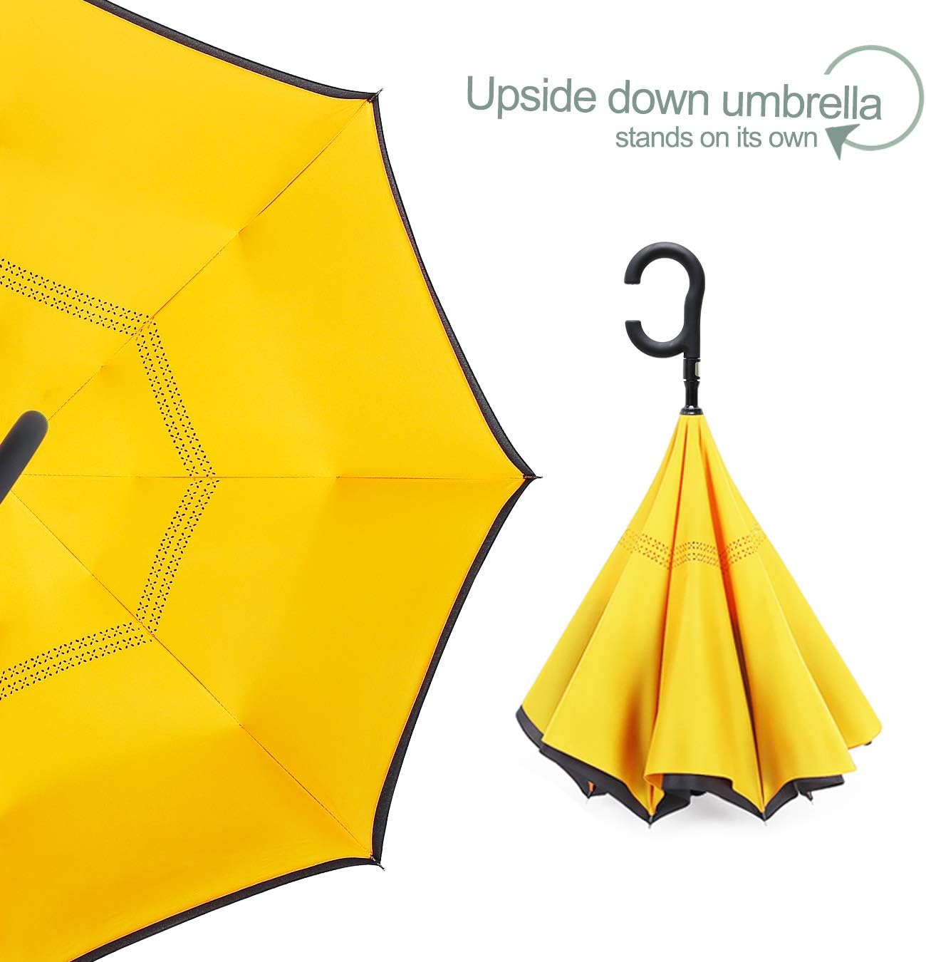 ZOMAKE Auto Open Inverted Umbrella Double Layer Reverse Umbrella, UV Protection Windproof Straight Umbrella Inside Out Umbrella for Car Rain Outdoor with C-Shaped Handle
