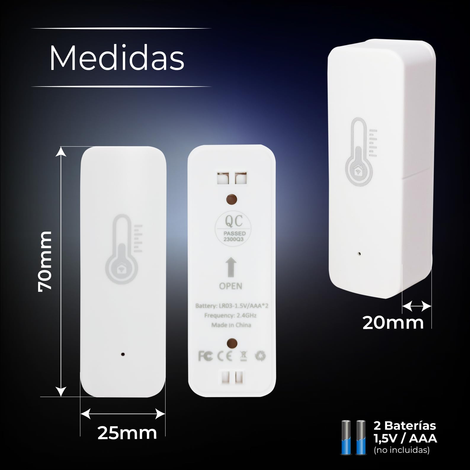 LED ATOMANT 4x Termometro Higrometro Wifi Interior/Exterior Control App | Compatible con Alexa y Google Assistant, App Smart Life