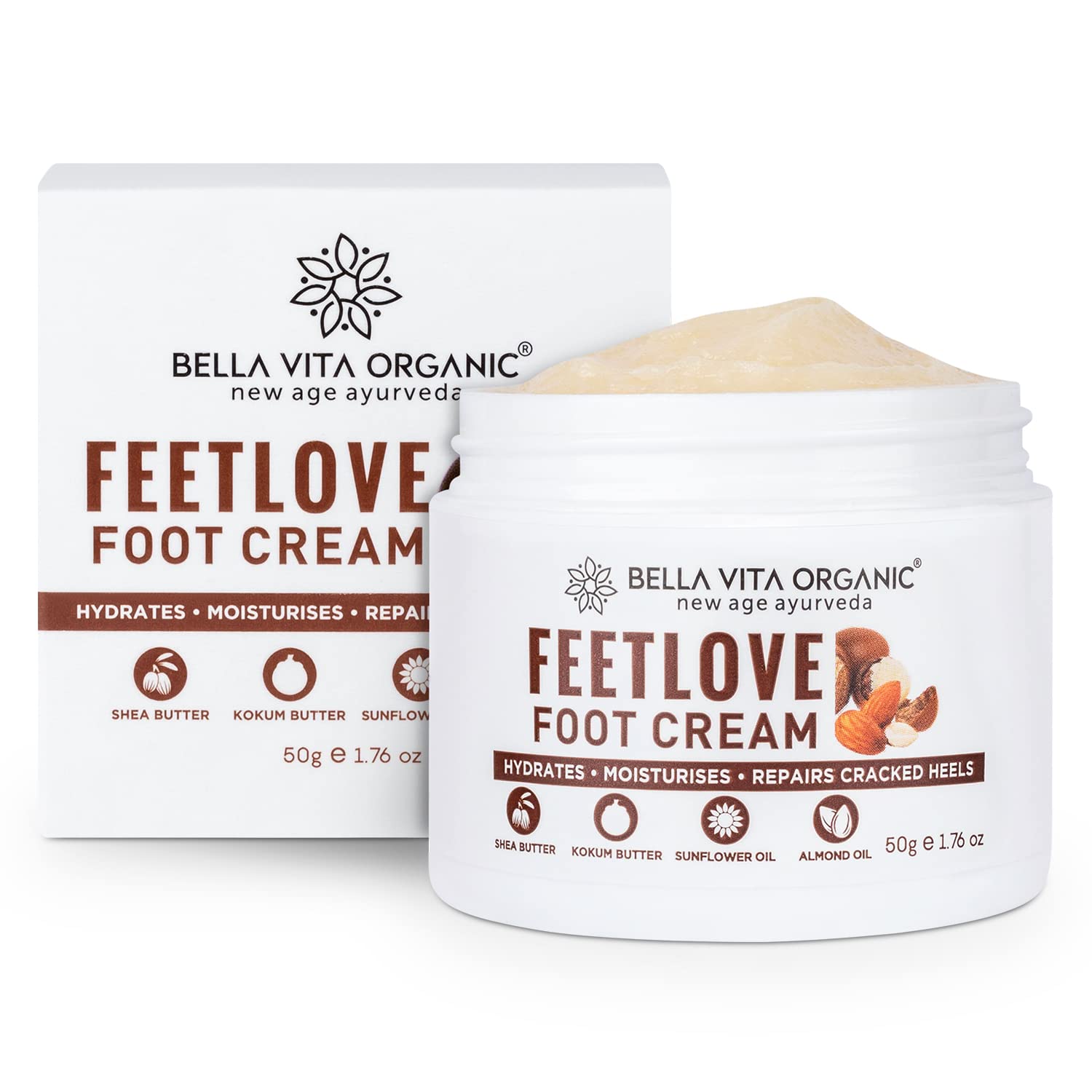 Bella Vita OrganicFeet Love Foot Cream Softens Hydrates Dry Feet, Moisturizes & Repairs Cracked Heel & Skin, Combats feet odour, 85 gm