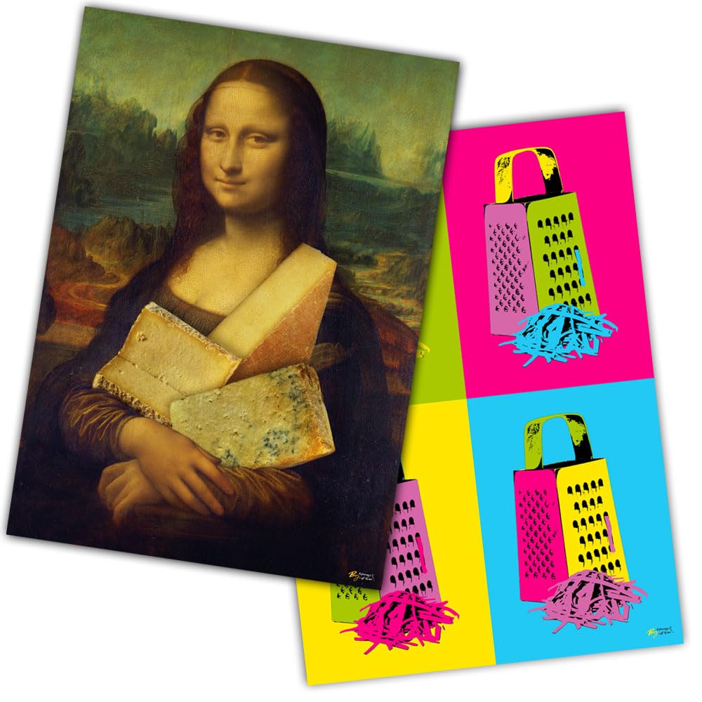 Le fromage, c'est la vie ! Mona Lisa She Is Mona Poster and Pop Art Rasp Poster - 2 A2 Posters