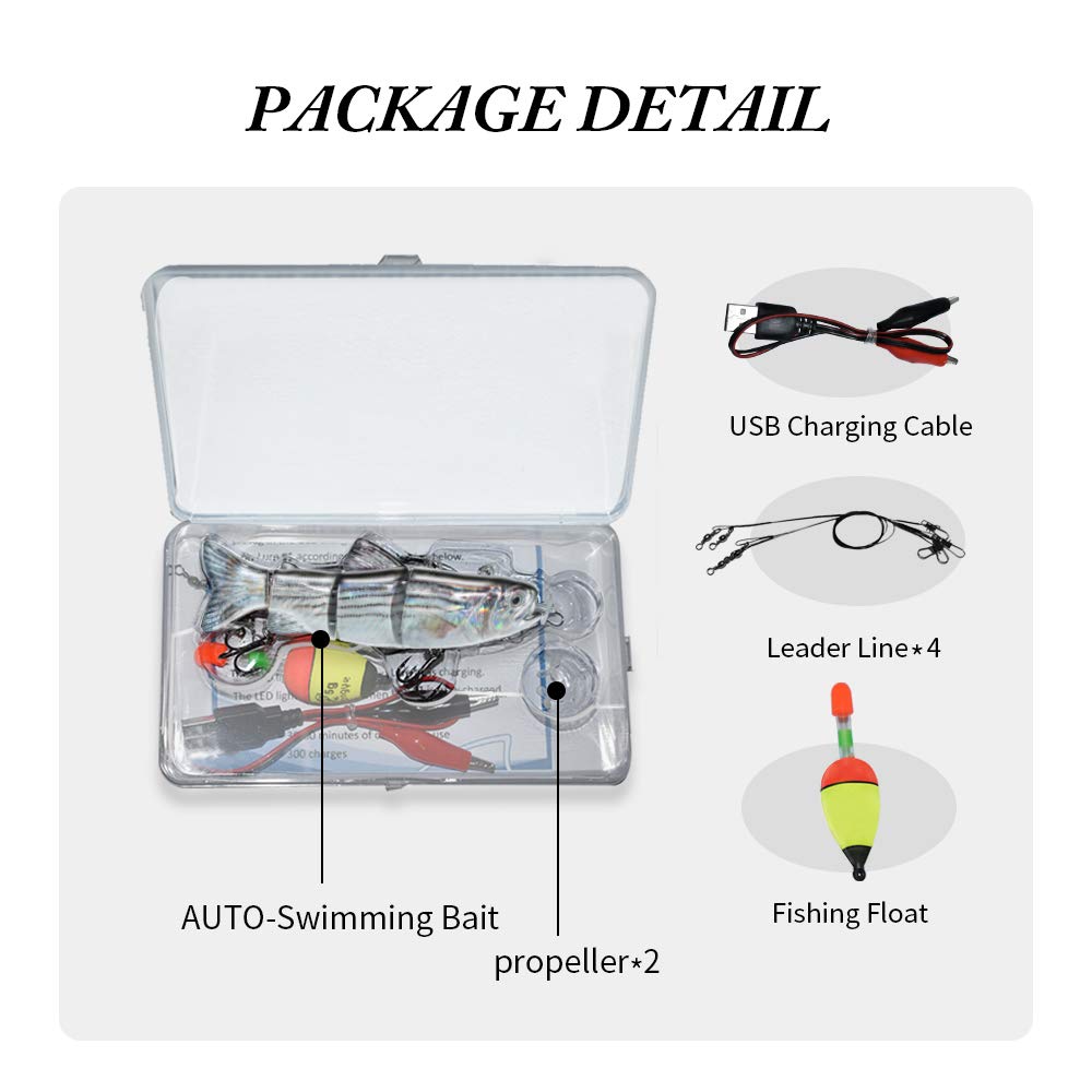 ods lure Leurre de Natation robotisé Lumière LED Rechargeable USB Appât de Natation Multi articulé 4 Segments Leurre de pêche électrique Auto-propulsé Inteli