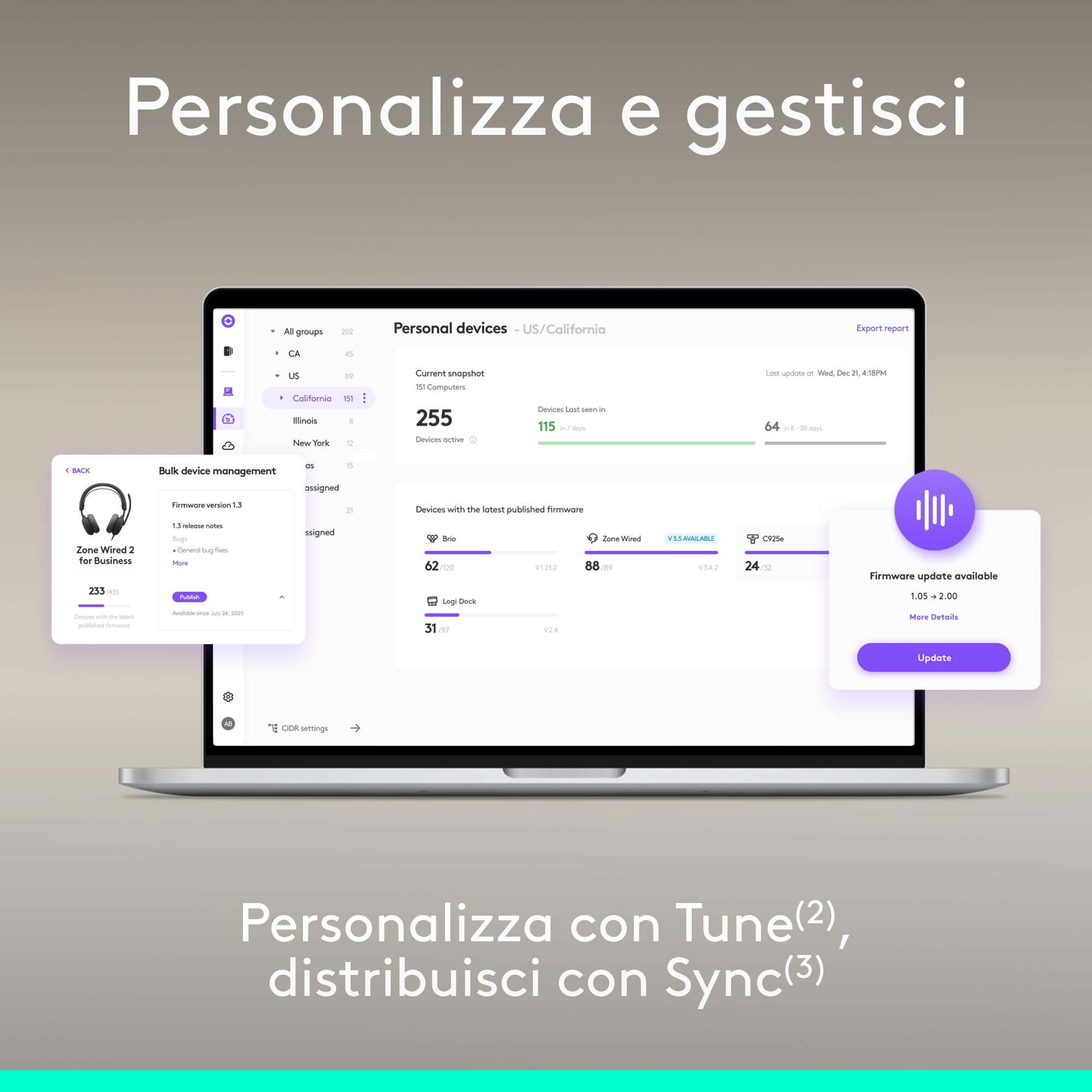 Logitech Zone Wireless 2 ES for Business - Cuffia con microfono wireless con cancellazione del rumore con ANC ibrida adattiva, Bluetooth, USB-C e USB-A, certificazione Microsoft Teams - Grafite