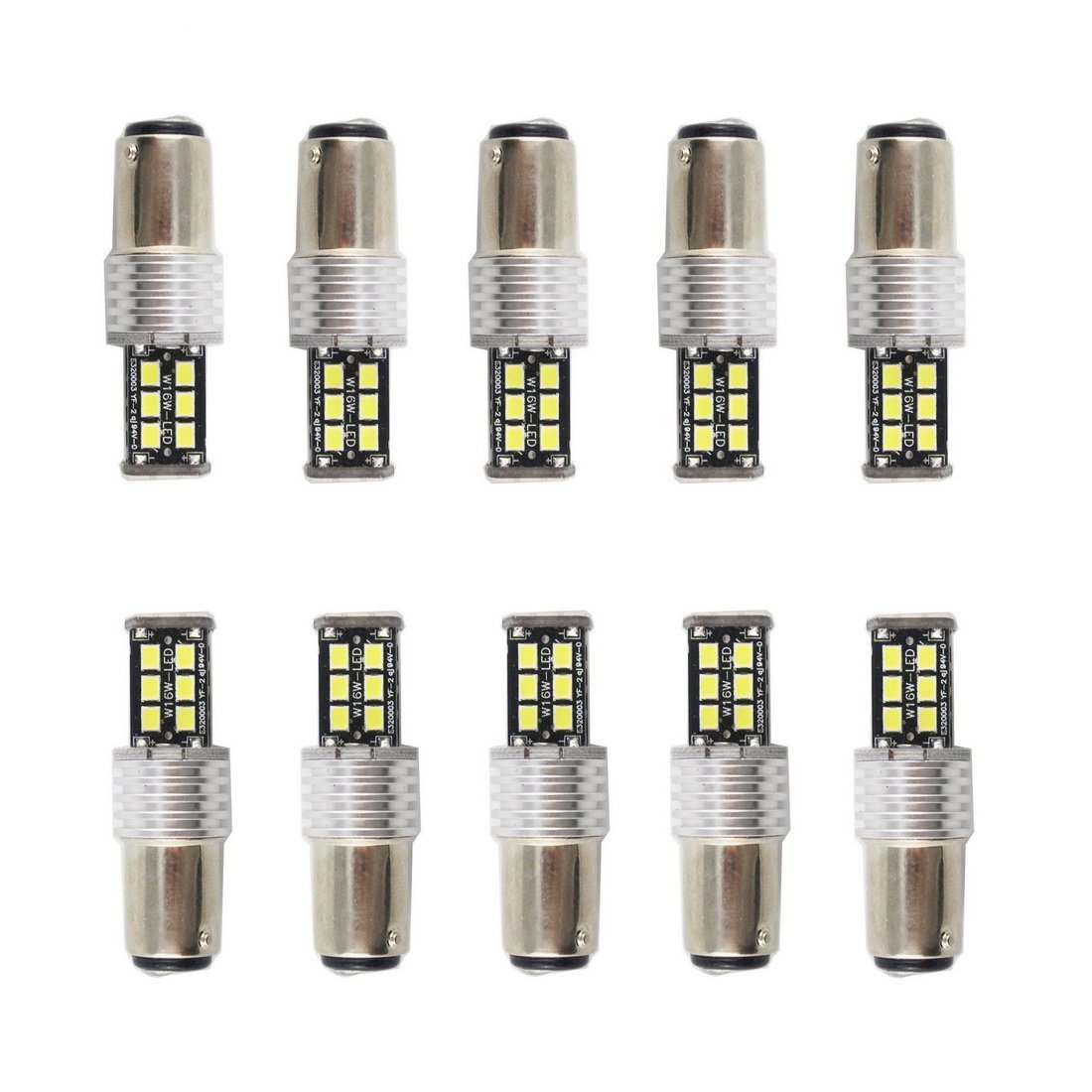WerFamily 1157 2057 2357 7528 BAY15D 15-SMD 2835 Super White Car LED Light Bulbs Brake Tail Turn Signal Parking DC12V (Pack of 10)