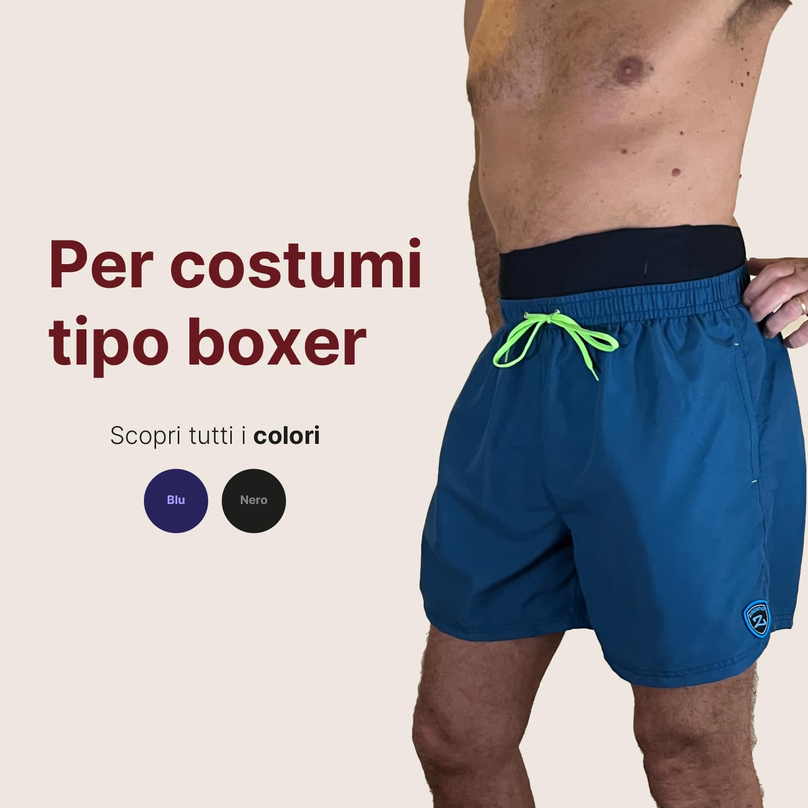 Bandeau de costume pour stomie pour homme pour mer et piscine, poche intérieure pour contenir la poche, fabriqué en Italie