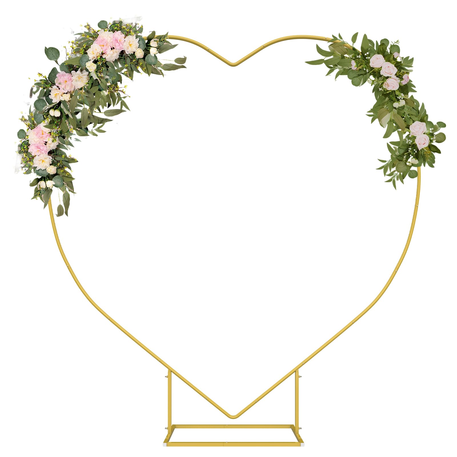 HEOMUHeart Shape Balloon Arch, Wedding Metal Backdrop Stand, Love Flowers Arch Frame for Wedding Ceremony, Bridal, Valentine's Day, Engagement and Birthday Party Decor, Gold