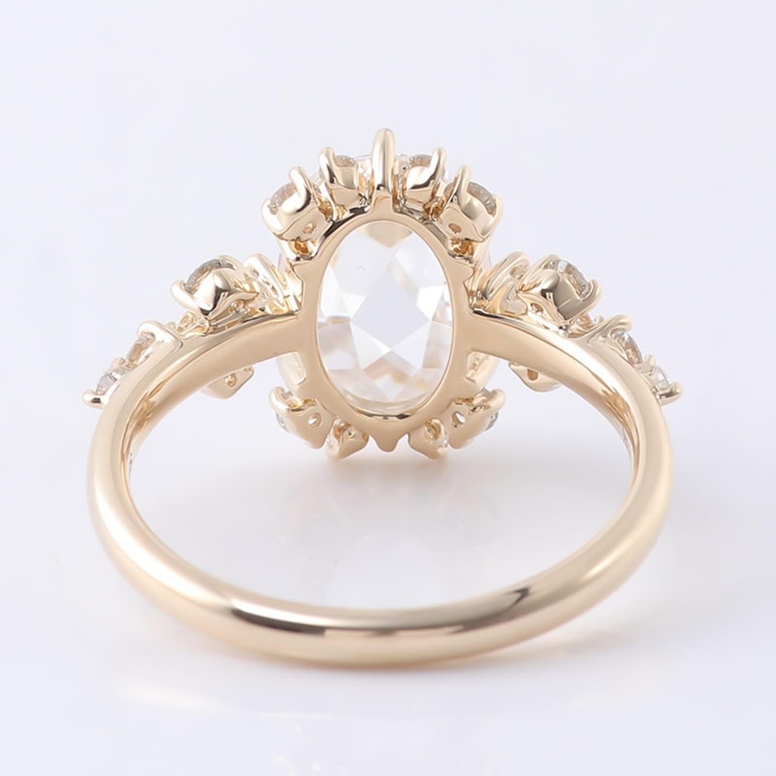 Anillo de oro para mujer 585 de oro auténtico de 14 quilates, moissanita, anillo de boda, lujoso y ovalado, con 6 dientes, anillo para mujer