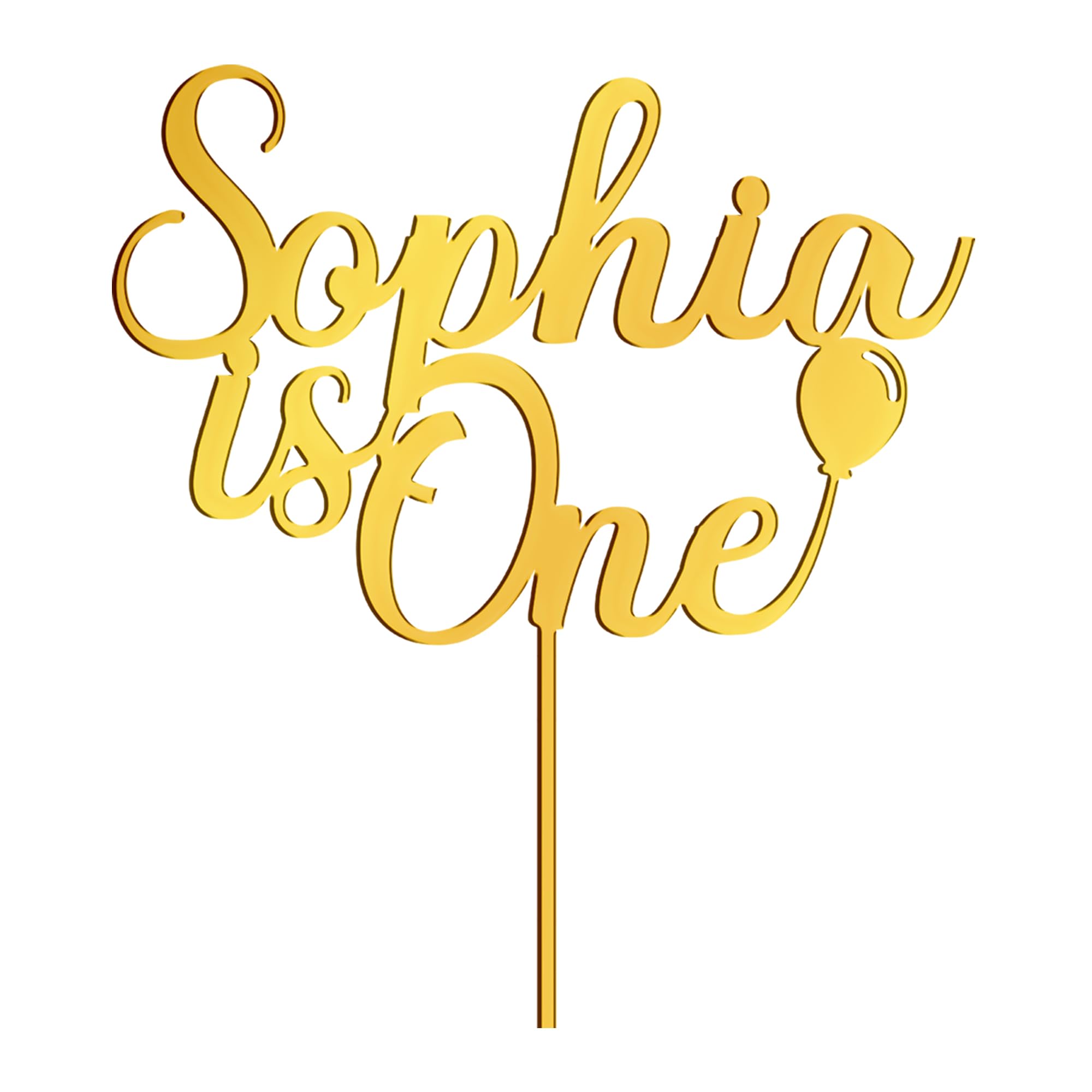 EDSG Personalised 1st Birthday Cake Topper Birthday Decoration Happy Birthday Cake Topper Custom Acrylic Cake Toppers Gifts with Any Name for Kids Baby Boy Girl Party Supplies (Gold)