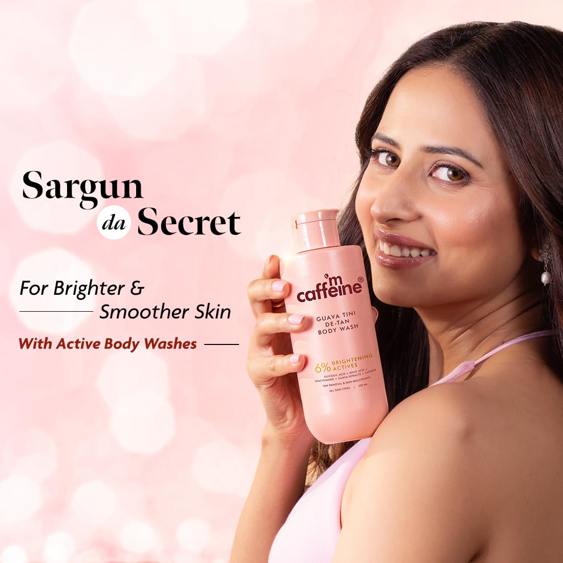 mCaffeine 1% Glycolic Acid Detan Body Wash 300ml | 2% Niacinamide, 3% Kojic Acid-Glutathione | Bodywash for Women & Men| Brightens, Hydrates, Reduces Dark Spots & Evens Tone | Guava Shower Gel for Dry Skin image 2