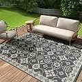 COCOER-Floral Outdoor Rug 5X7 Waterproof-Reversible Indoor Outdoor Rugs-Patio Rug Outdoor Area Rug-Outdoor Plastic Straw Rug-Outdoor Carpet for Outside Deck Camping Porch Balcony Rv-Patio Decor