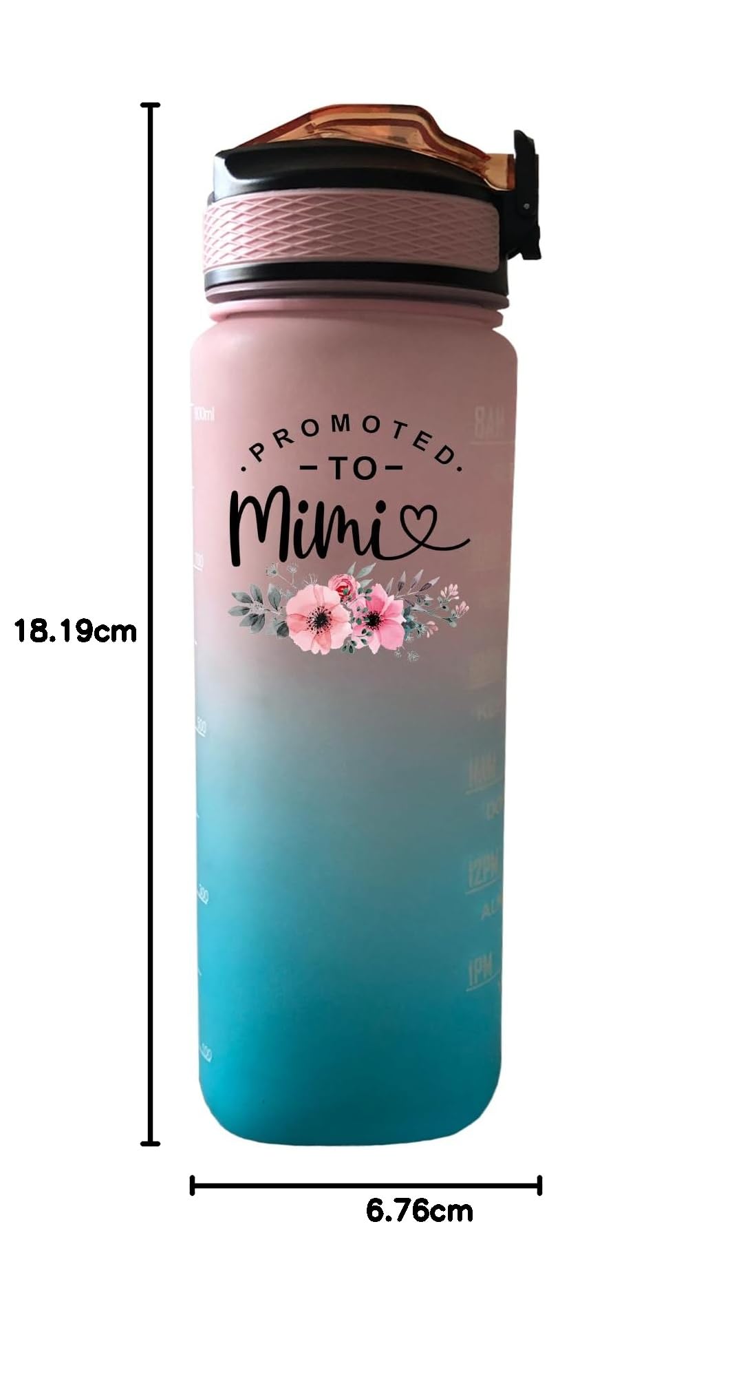 Motivierende Wasserflasche mit Zeitmarkierung und Strohhalm, BPA-frei, auslaufsicher, Tritan-Flasche mit Tragegurt, für Fitness, Fitnessstudio, Outdoor, Reisen, sorgt für tägliche