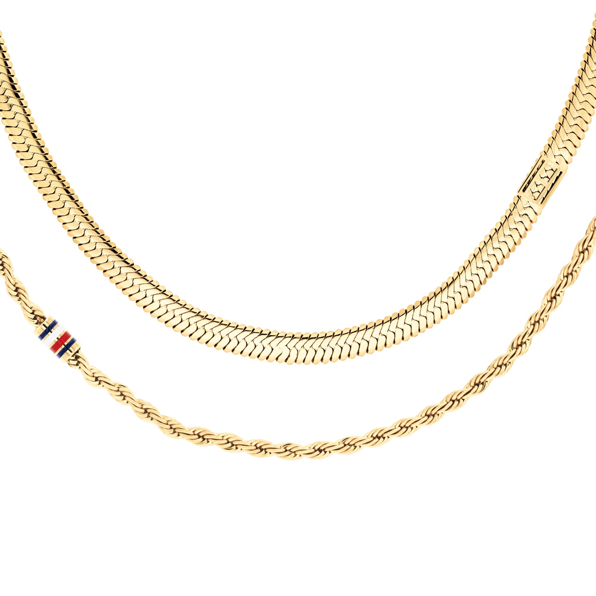 Tommy Hilfiger Jewelry Doppeltes Ketten Halskette für Damen aus Edelstahl – Erhältlich in Silber oder Gold