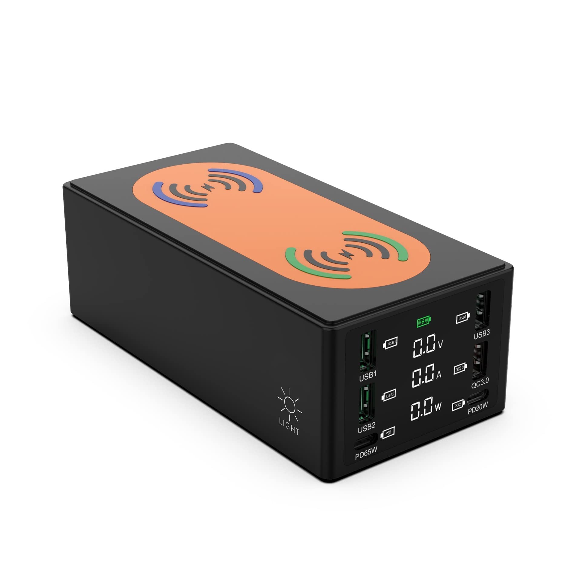 Station de Charge USB 150W Double Chargeur sans Fil 6 Ports Type C QC3.0 PD 65W Rapide téléphone Chargeur sécurisé(Zwart)